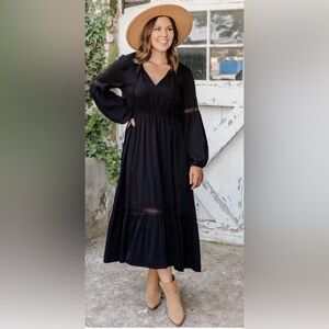 Pink Lily Black Long Sleeve Dress